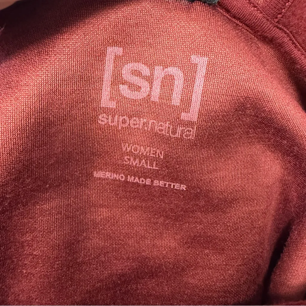 super.natural Women's Size Small Mountain Zip Merino Jacket Pomegranate Red - Image 6