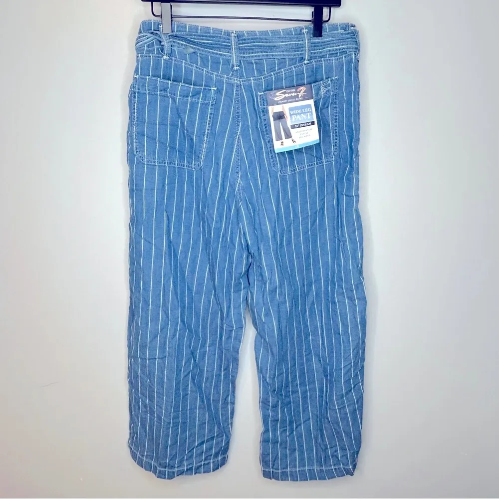 Seven7 Wide Leg Belted Mystical Striped Pants Size 10 NWT - Image 4