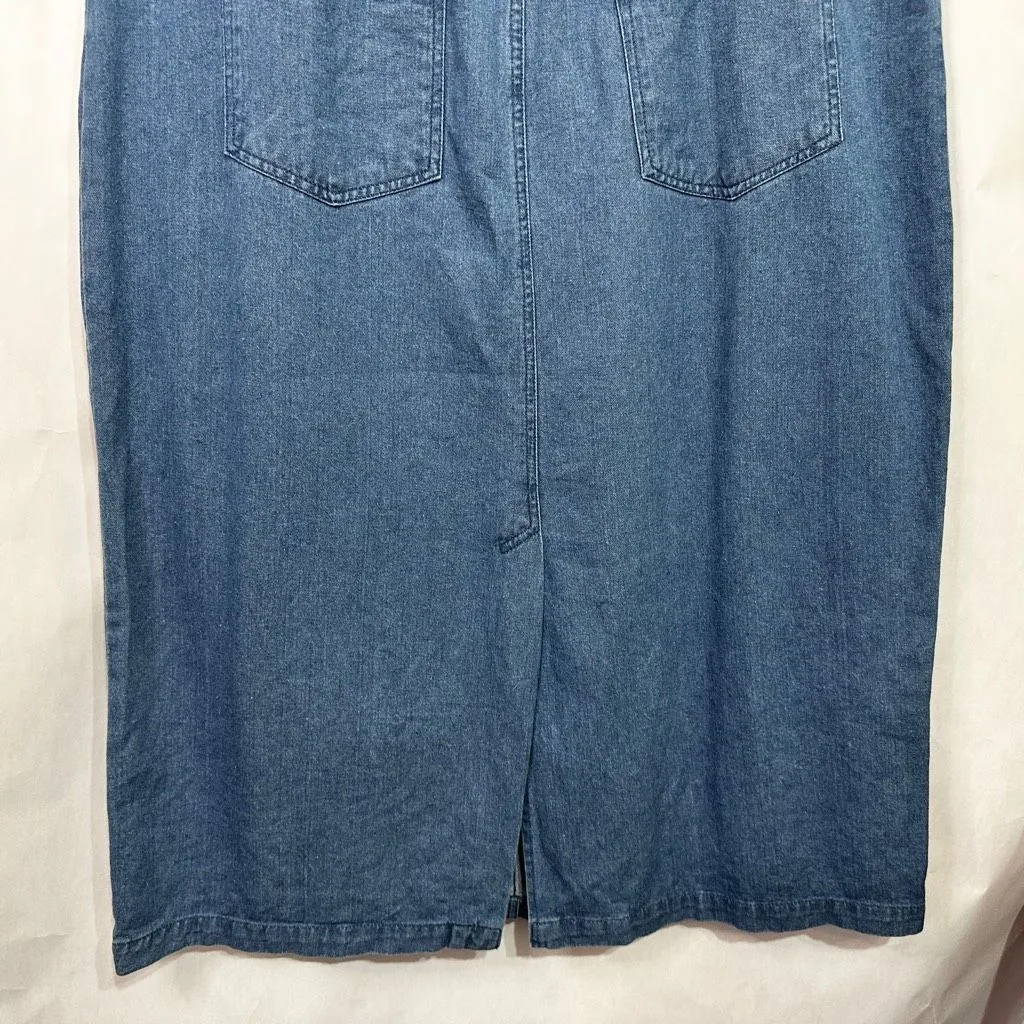 Jessica London 22W Denim Blue Midi Straight Kick Pleat Solid Jean Pockets 274‎ - Image 6