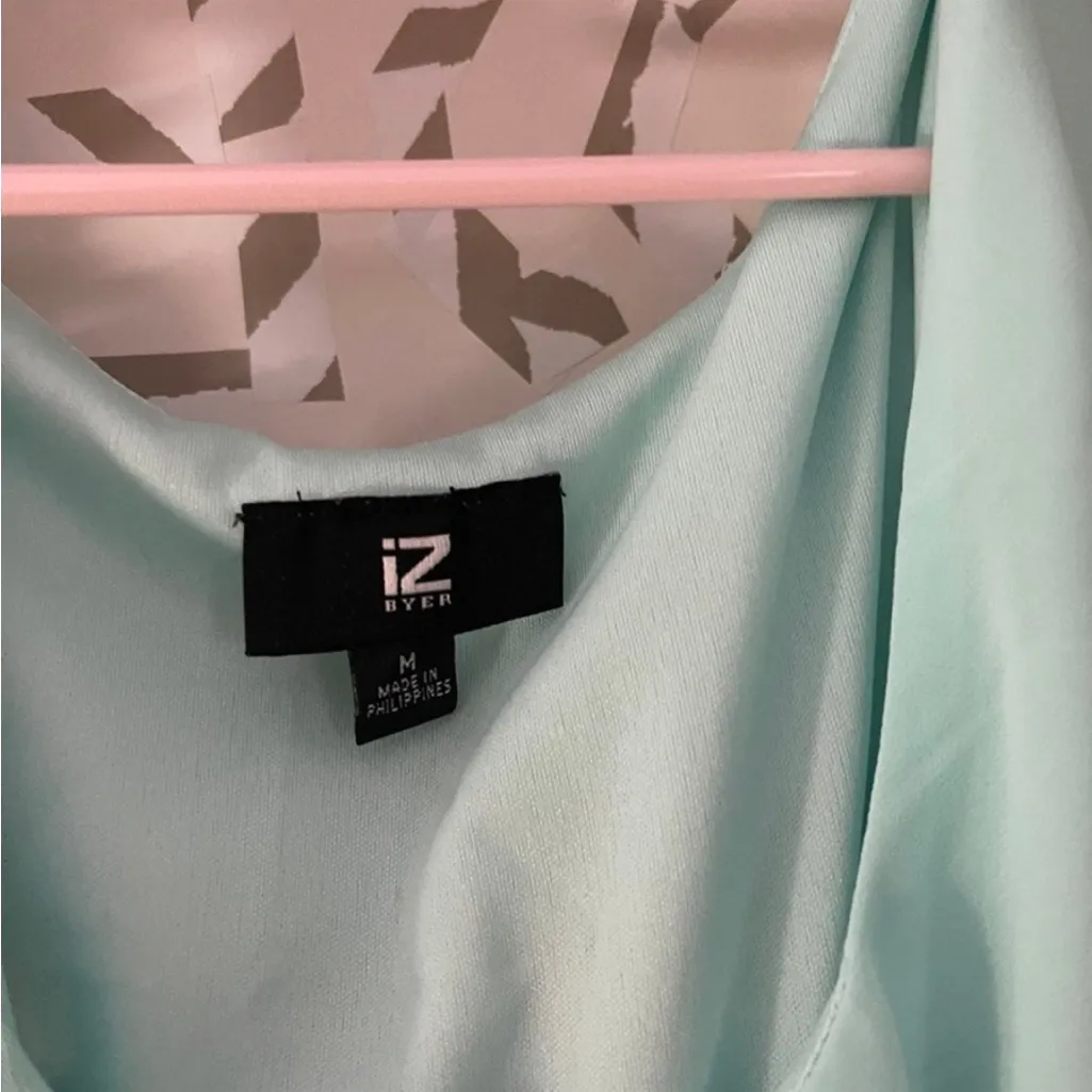 Teal Iz Byer Teal Dress with Creamy White Lace Skirt - Image 4