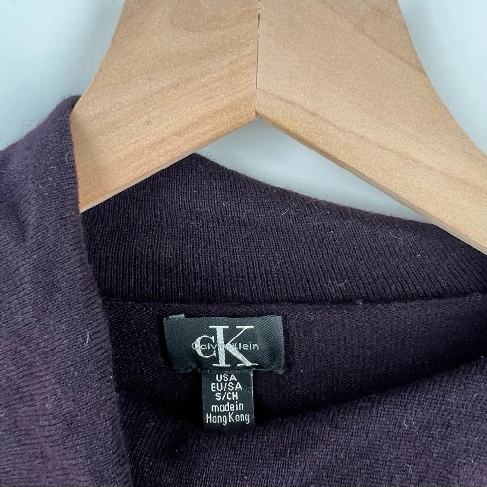 Calvin‎ Klein Soft Purple Silk Cashmere Beaded Shawl Neck Sweater - Image 4