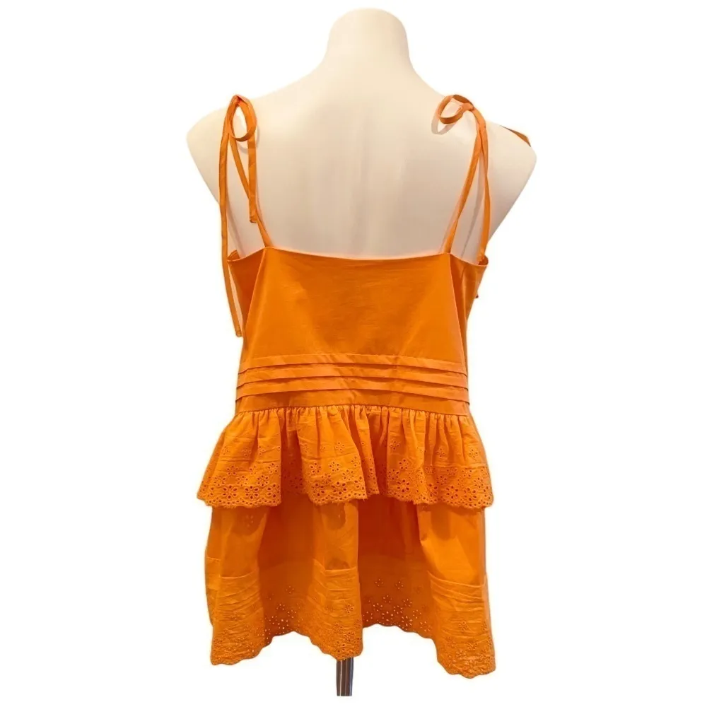 ANTHROPOLOGIE X MARE MARE Josephine Ruffle Eyelet Lace Trim Top Orange Size S - Image 7