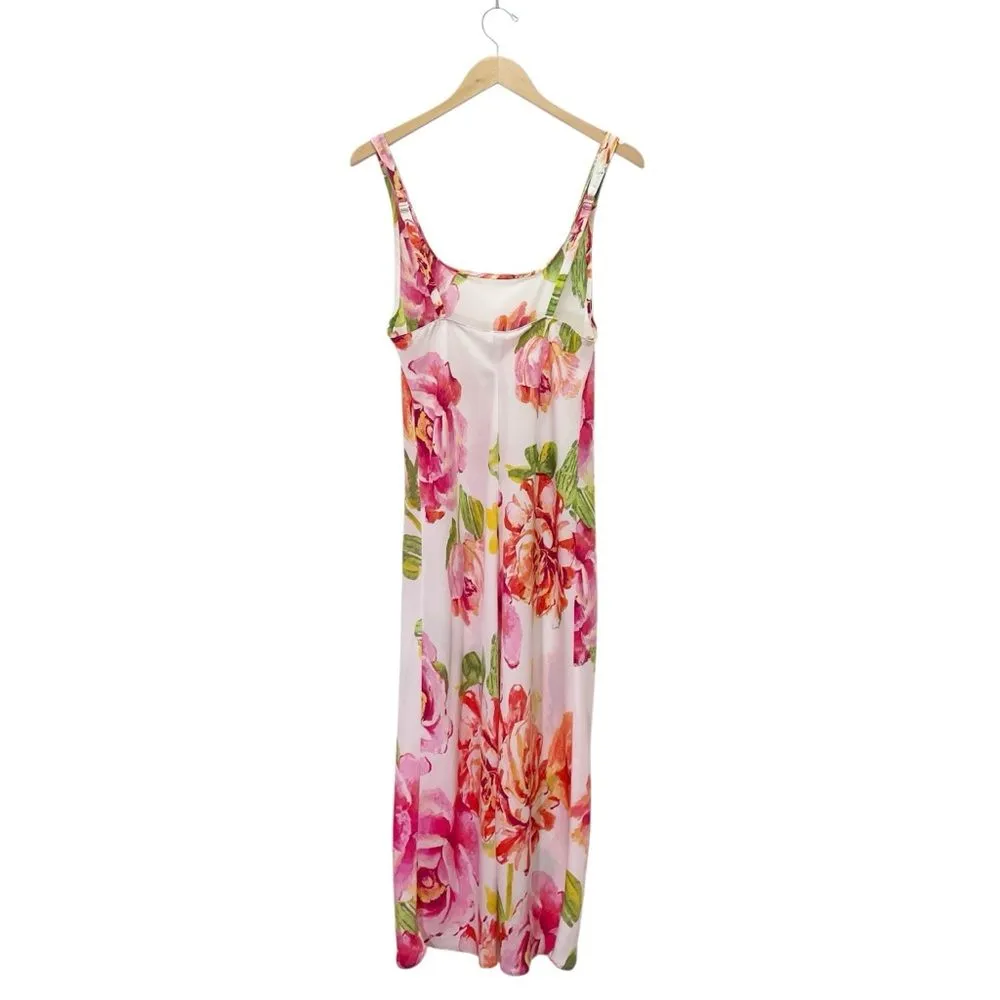 Natori South Pacific Floral Robe & Slip Nightgown Set Pink Orange Ivory Size S M - Image 8