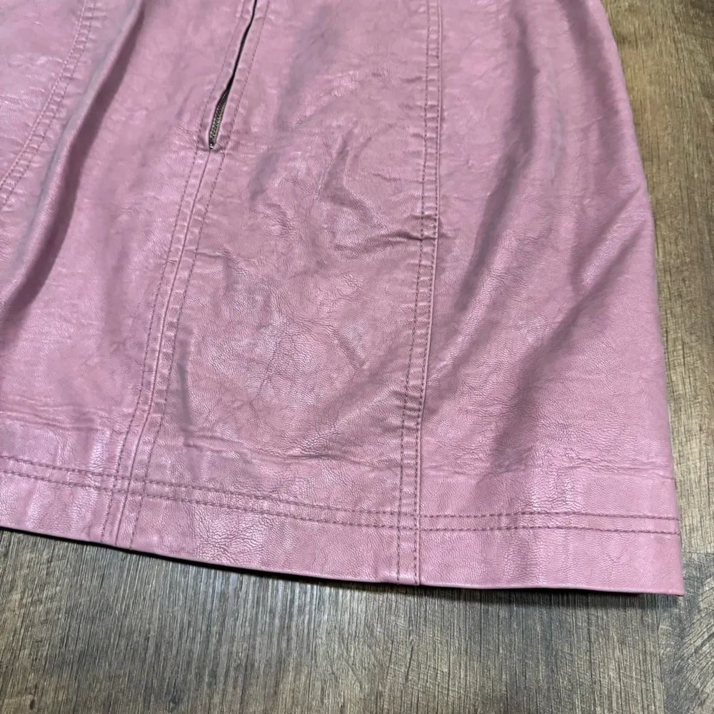 Free People Modern Femme Pink Faux Leather Mini Skirt Sz 8 - Image 5