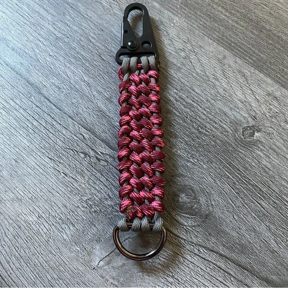 Paracord Keychain NEW Pink Burgundy Gray Black Silver Handmade USA - Image 5