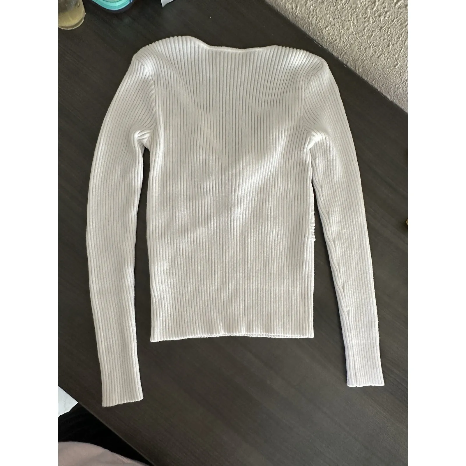 VTG Y2K Sweater Women Small Wrap Sweater Knit Long Sleeve Whimsigoth Babydoll‎ White - Image 6