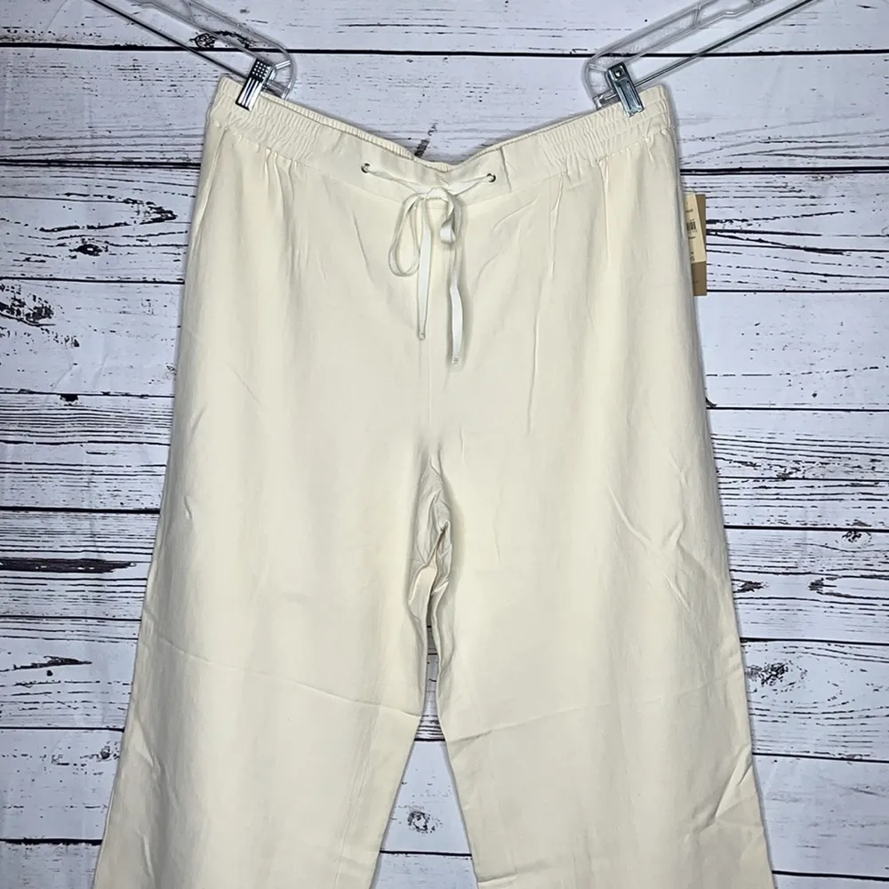 Coldwater Creek NWT 1X (16W-18W) Ivory Silk/Linen Blend Pull-On Wide Leg Pants - Image 2