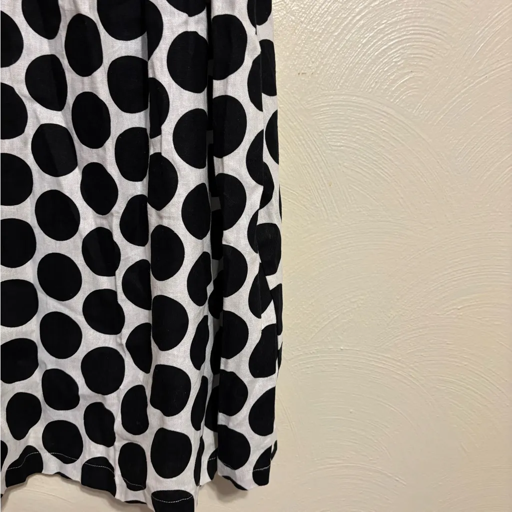 Who What Wear XL Black White Polka Dot Linen Blend Midi Dress - Image 6