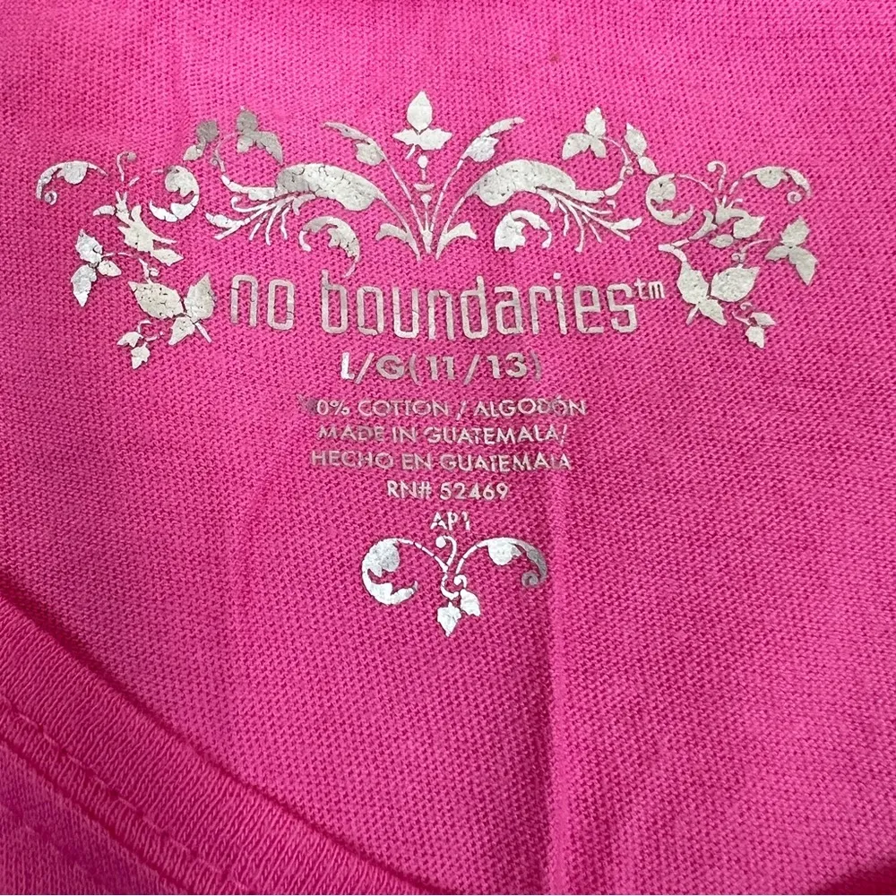 No Boundaries  Size Large (11-13) Pink V-Neck Short Cap Sleeves Star Grap… - Image 6