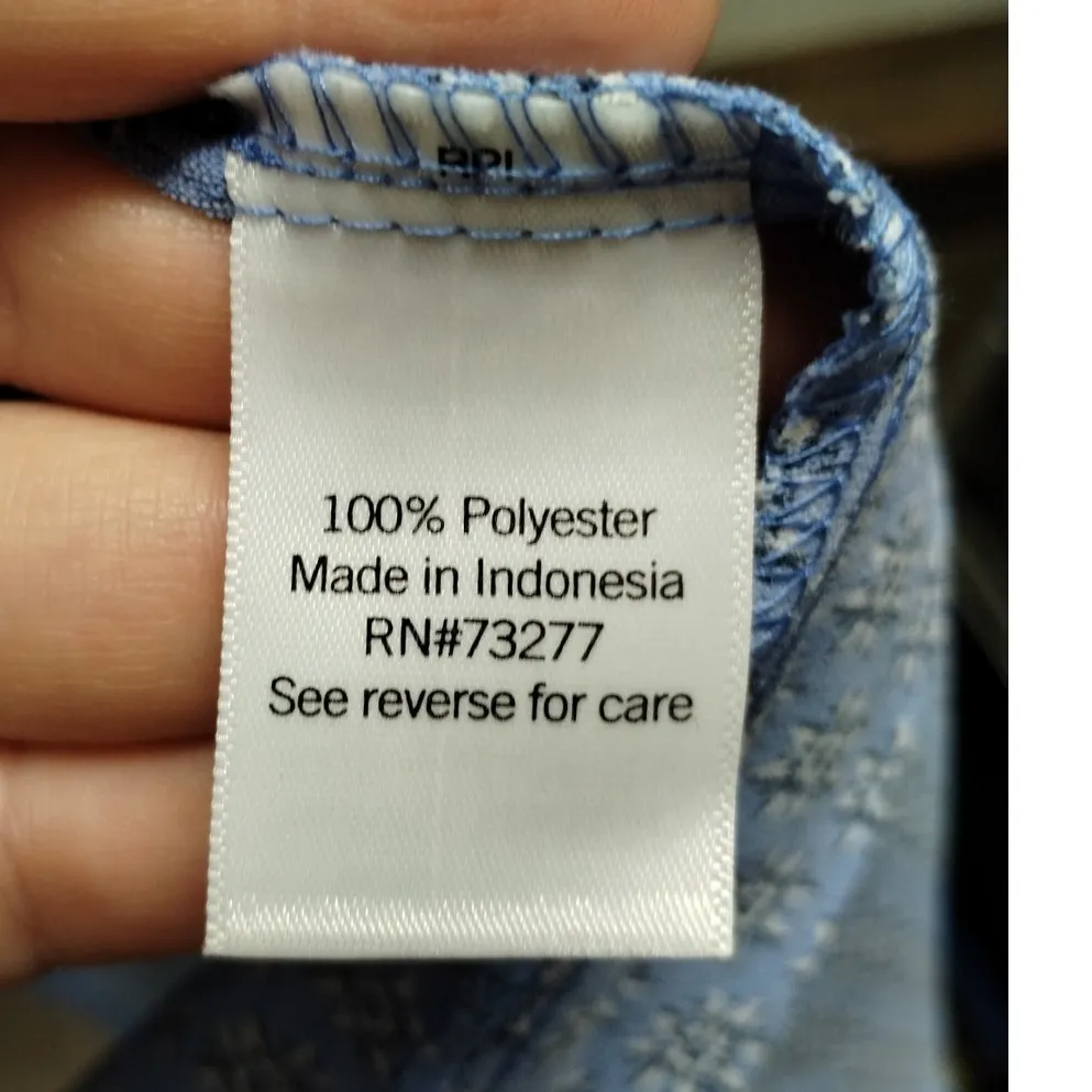 Croft & Barrow Size 3X Blue Patterned Y-Neck Sleeveless Knee-Length Shirt Dress - Image 7