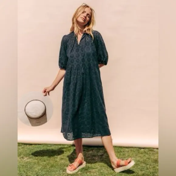 Barbour Hazel black eyelet 100% cotton midi maxi cottage dress 8 - Image 16