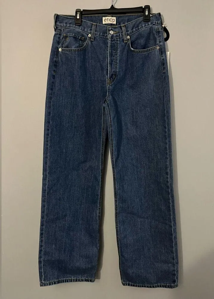 ETICA Stanton Relaxed Wide Leg Denim Jeans in Fistral Size 29 x 29 NWT Blue - Image 3