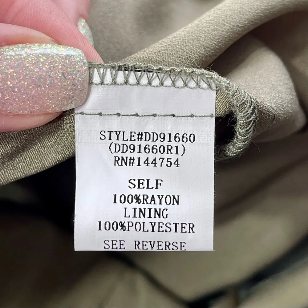 Davi & Dani Lace Crochet Tiered Maxi Dress Sage Green Small - Image 9