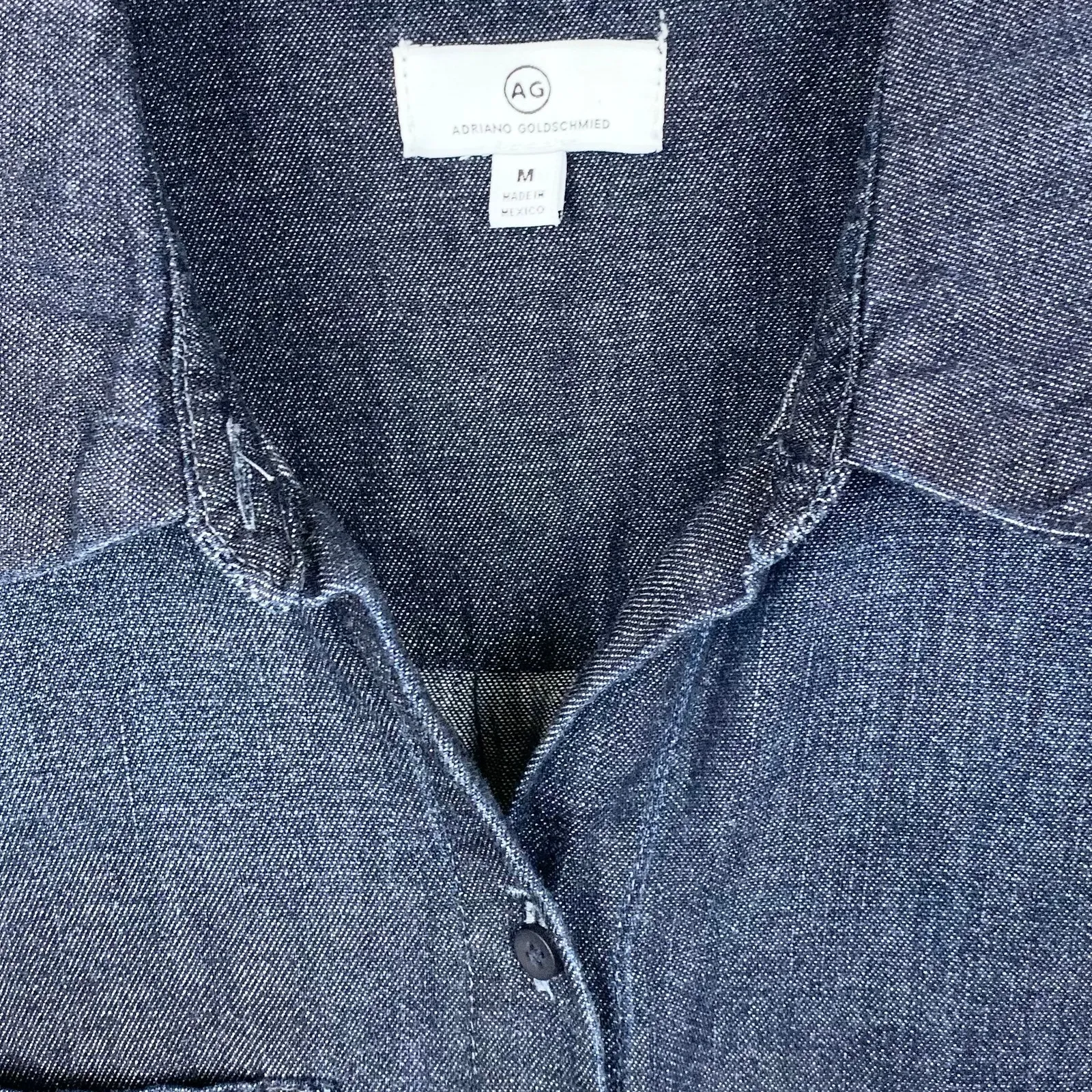 AG Adriano Goldschmied Womens Caden Denim Shirtdress Roll Tab Sleeve Blue Medium - Image 6