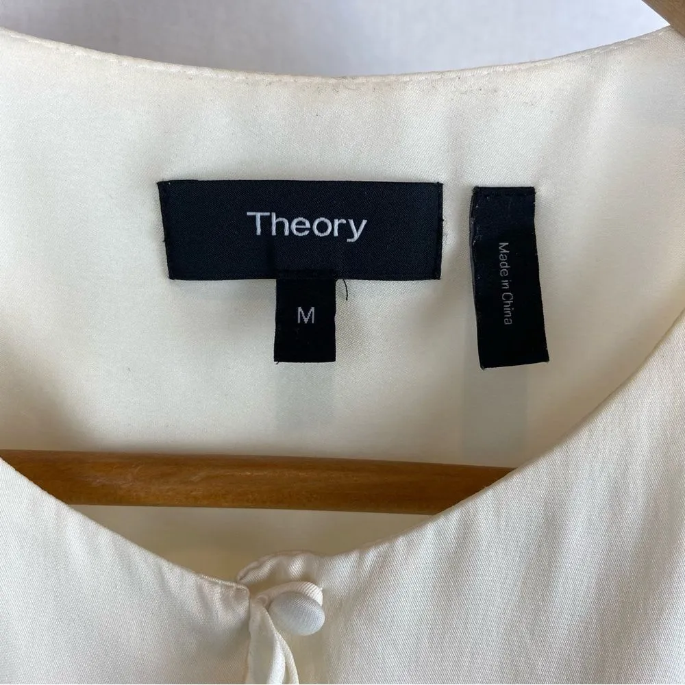 Theory  100% Silk Ruffle Front Sleeveless Blouse Top M - Image 5