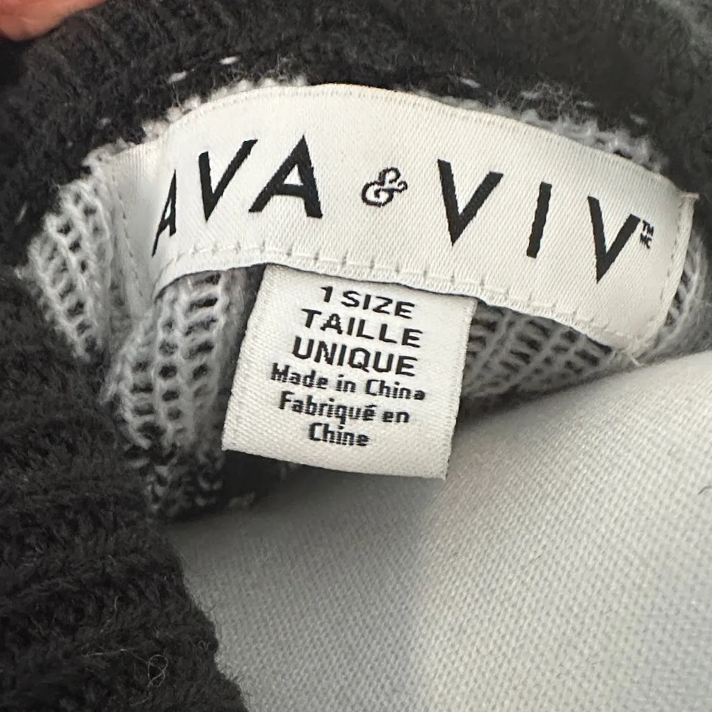 Ava & Viv Black and White Plaid Poncho - Image 2