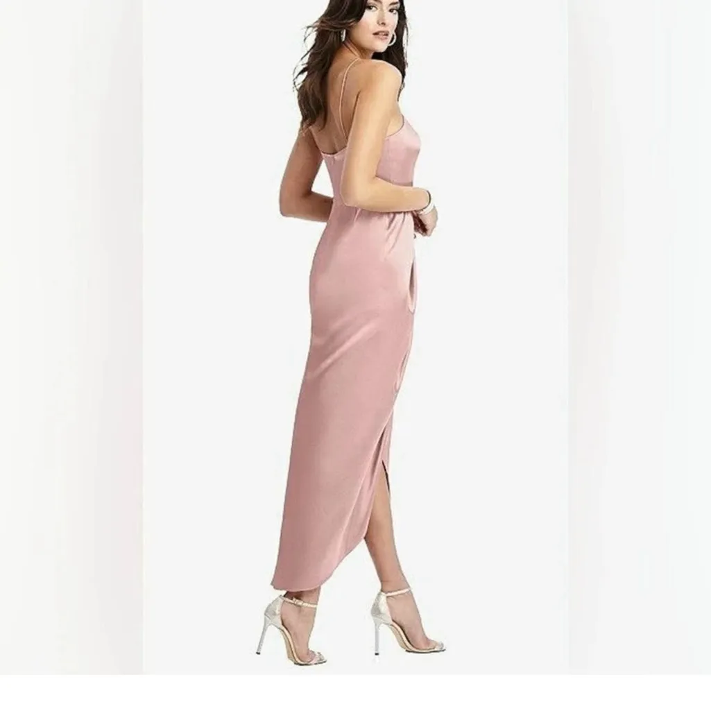 ✨ NWT After Six Satin Halter Midi Dress – Desert Rose Pink (Size 10) - Image 2