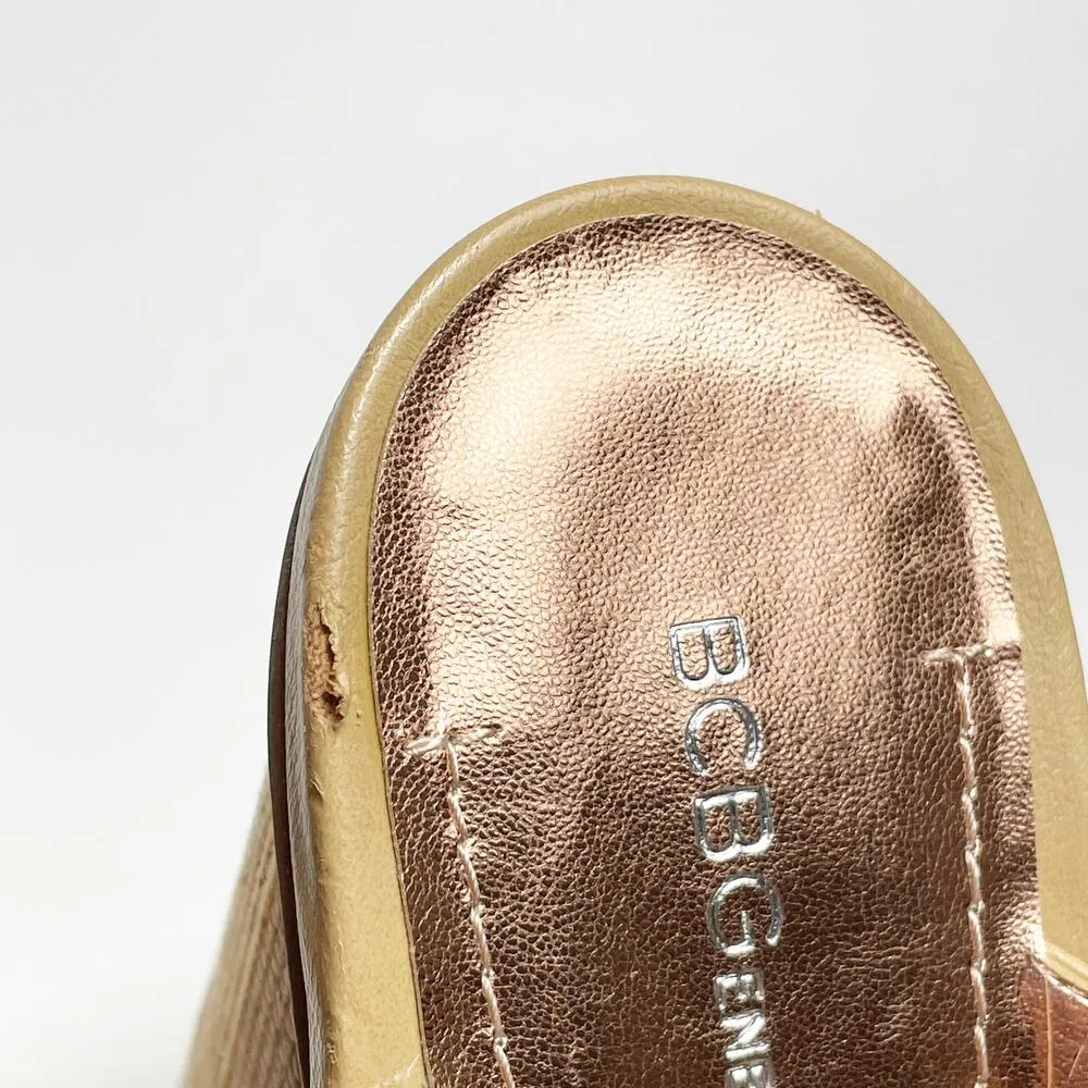 BCBGeneration Women's Platform Wedge Sandals Tan Vertical Stripe Mojave 9M NEW - Image 7