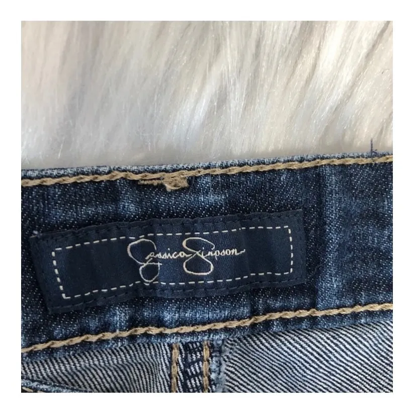 Jessica Simpson High Waist Vintage Denim Shorts Dark Wash Button Fly Size 27 - Image 10