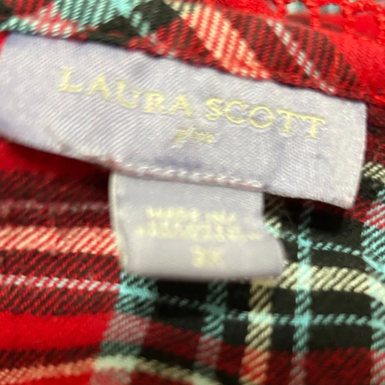 VTG Laura Scott Nightgown 2X Red Plaid Babydoll Ruffle Hem Cottagecore Sleepwear - Image 6