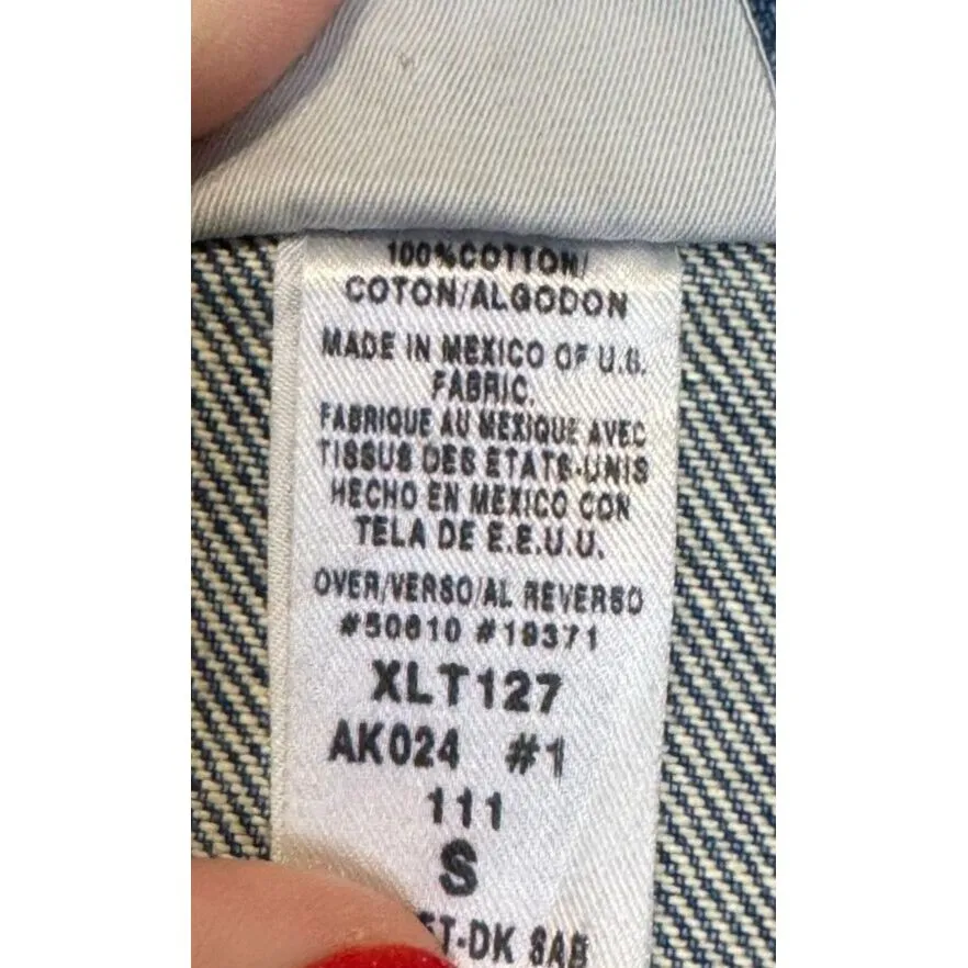 Anne Klein Women's Jacket Trucker Denim Jeans Pocket Flap Button Up Blue Small‎ - Image 6