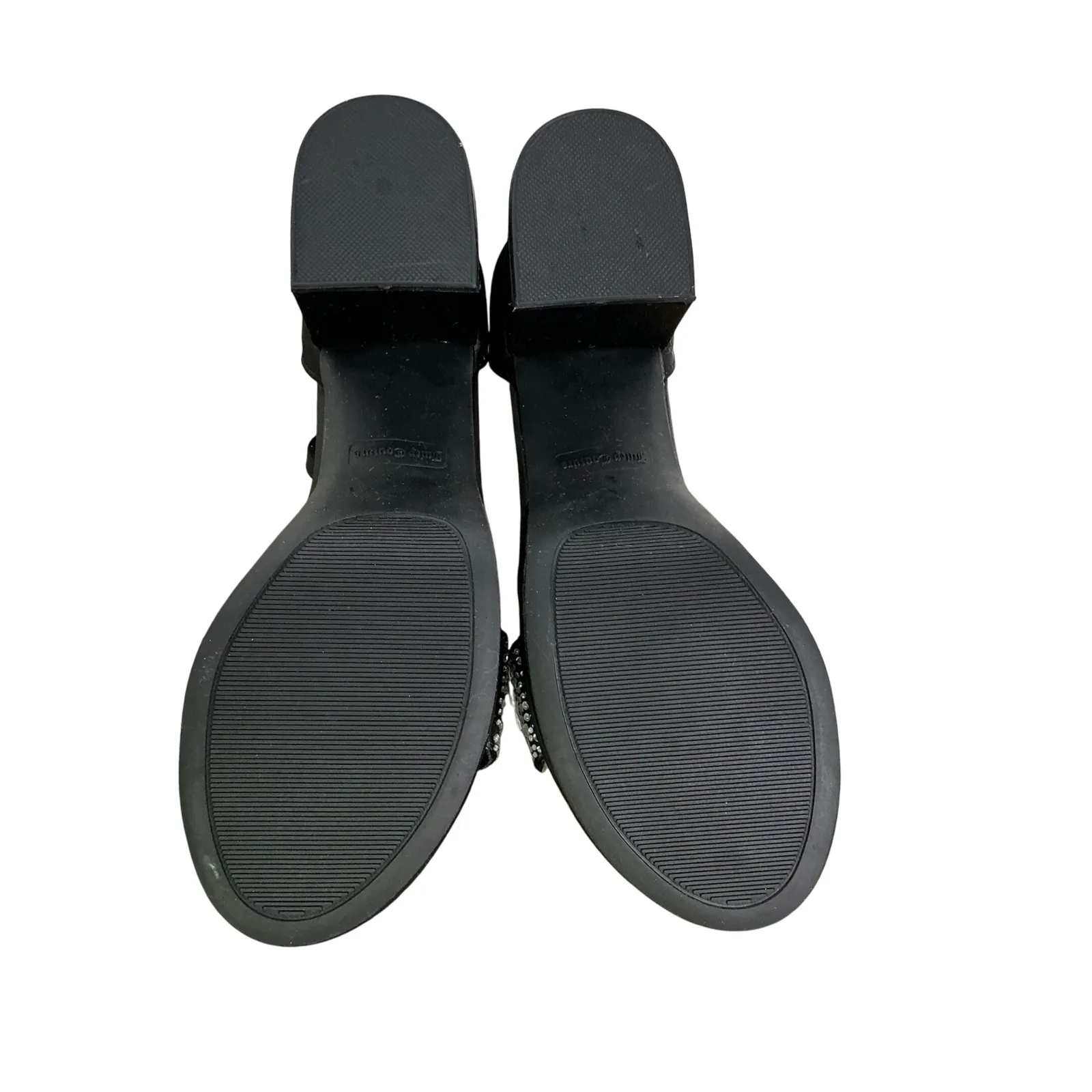 Juicy Couture Rhinestone Heels Womens 8 Y2K Party Dressy Block Sandals Black - Image 9