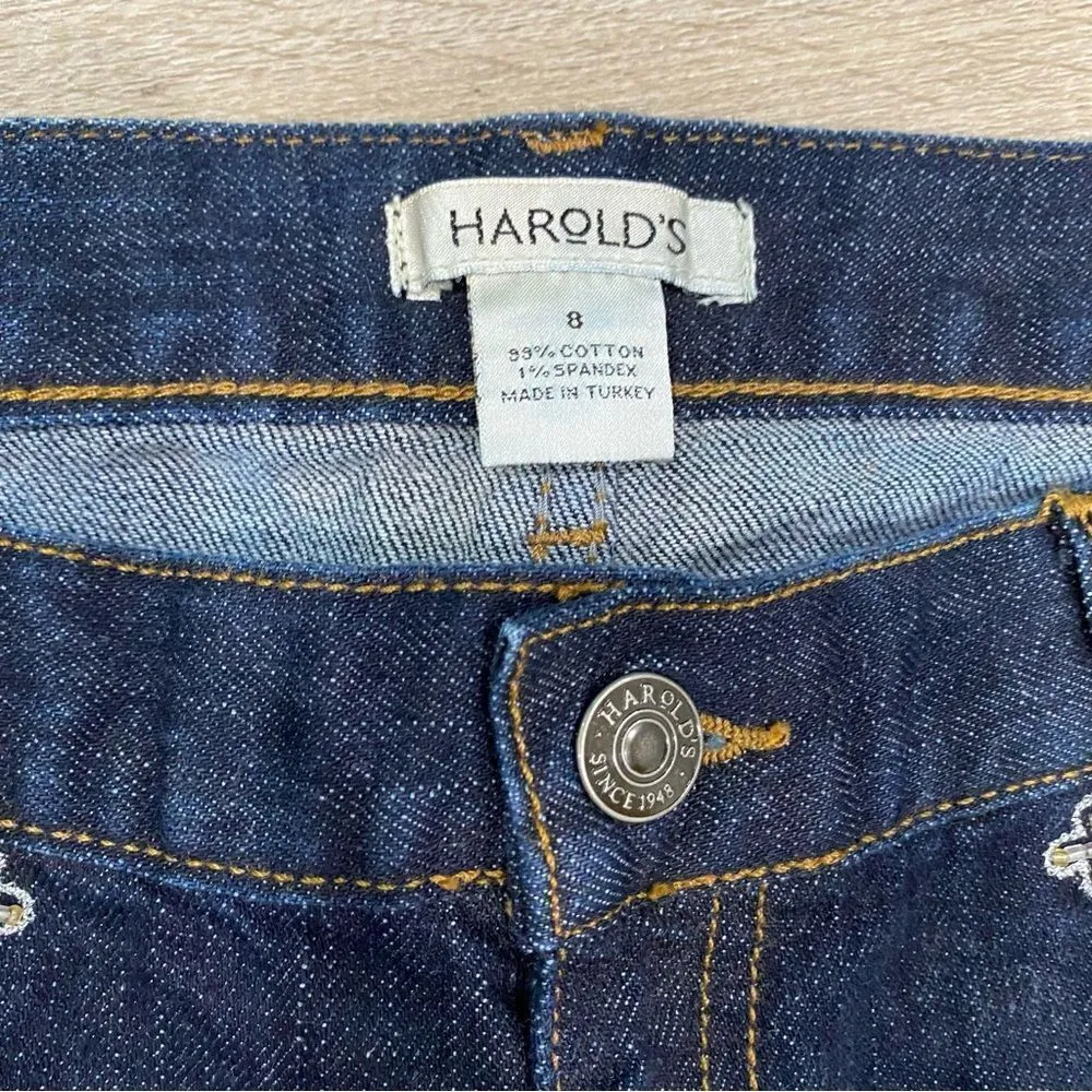 Vintage Harold’s Women’s Dark Denim Jeans with Beaded pockets Size 8 Blue - Image 6