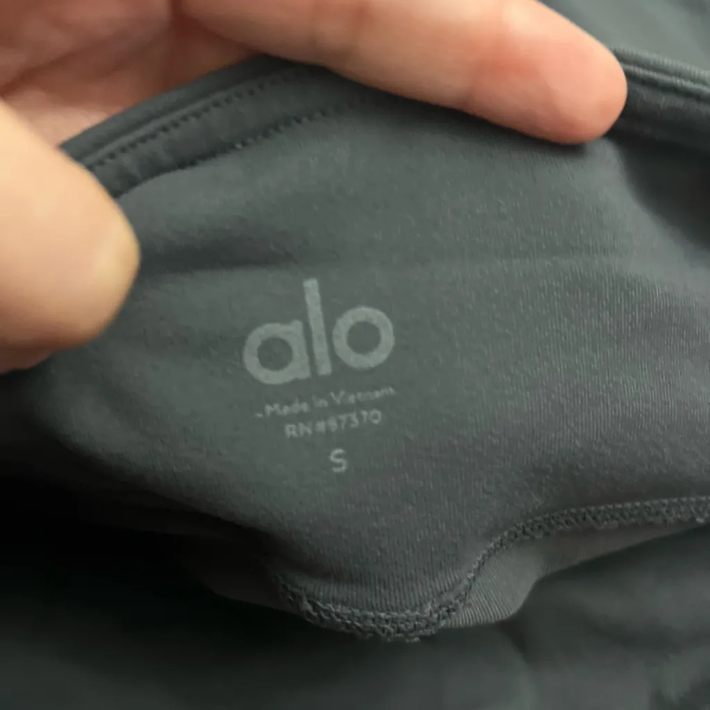 Alo Yoga High Waist Moto Leggings Charcoal Gray Mesh Panel Size Small - Image 2