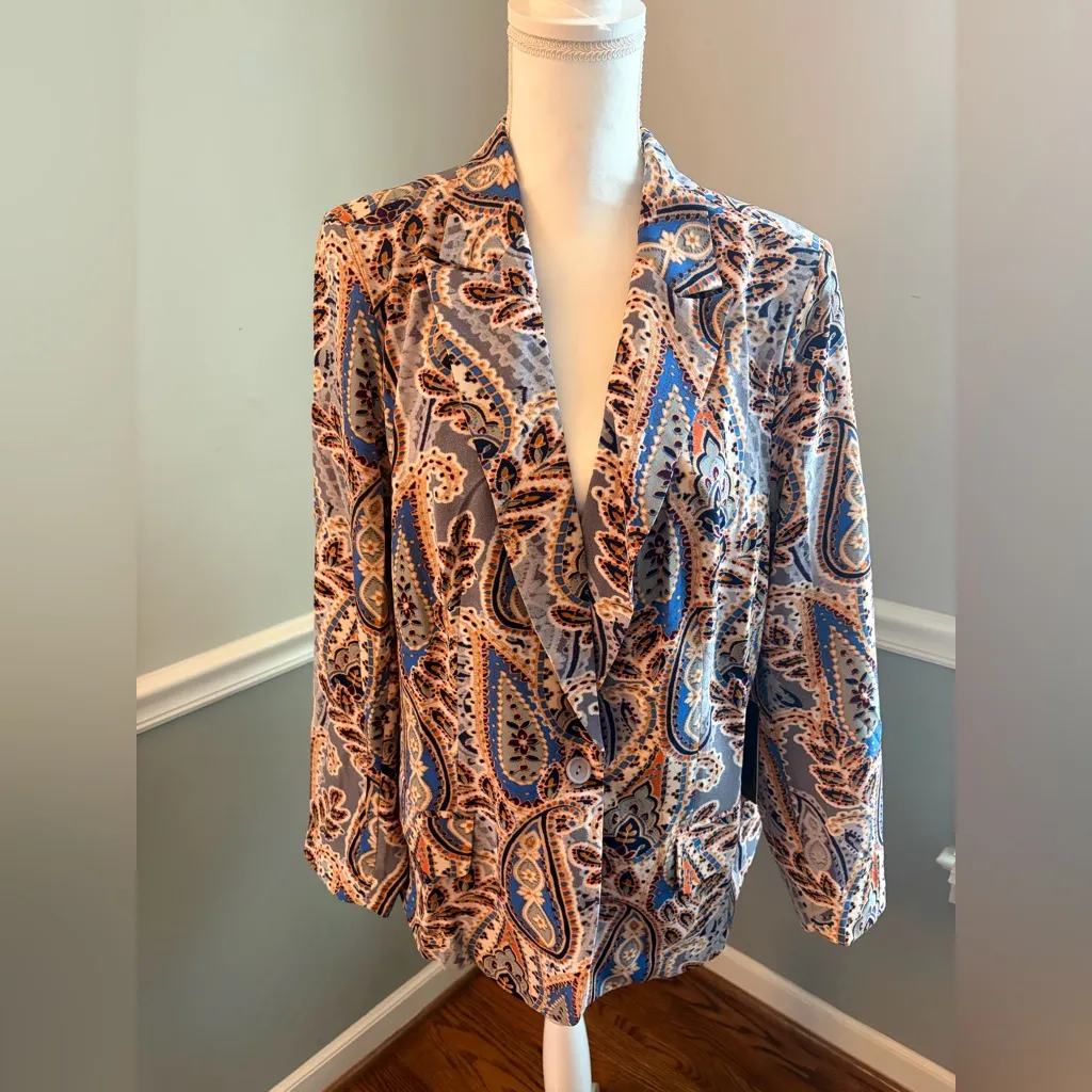 Marée Pour Toi Plus Paisley Print Blazer – Multicolor – Size 16
NWT Blue - Image 5