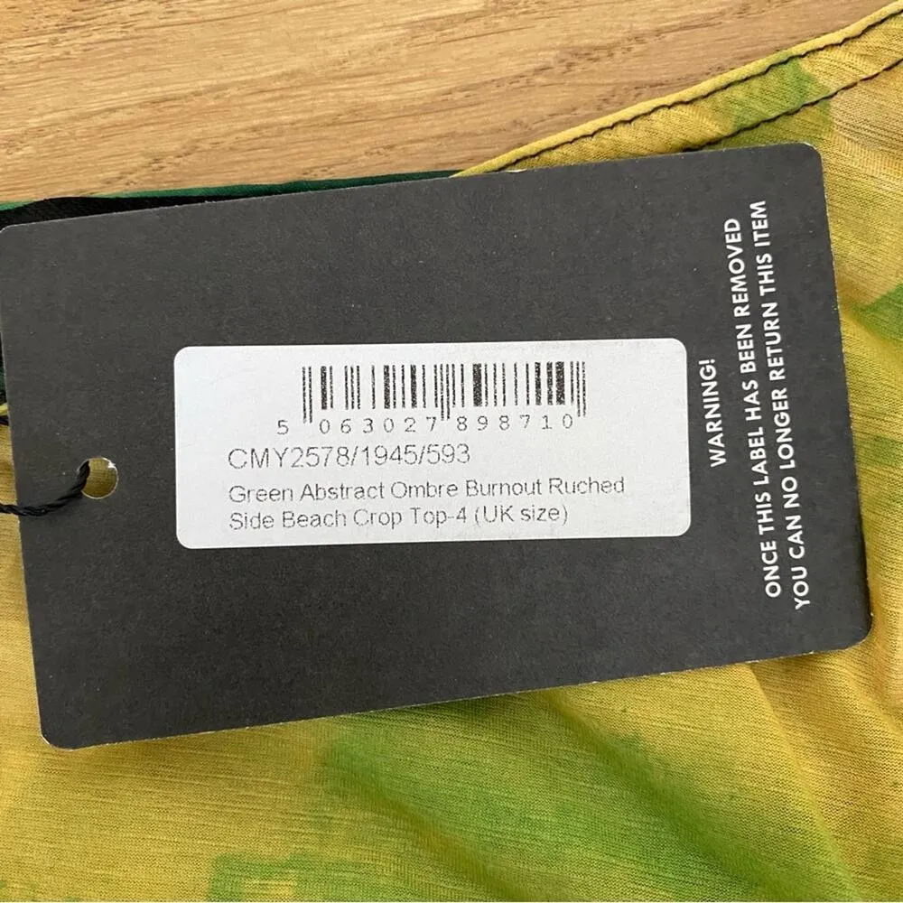 Pretty Little Thing - Abstract Ombré Burnout Ruched Side Beach Set in Green - Image 3