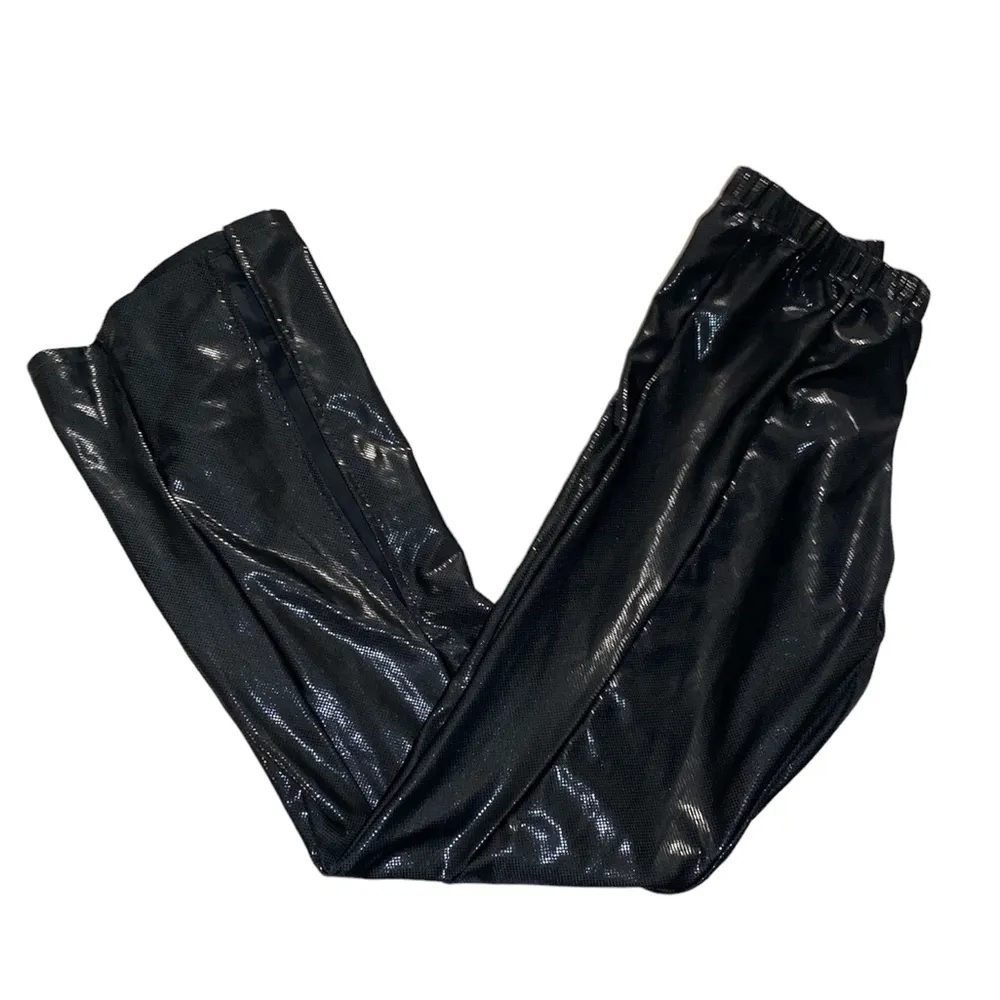 Y2K black spandex 70s, disco style, goth punk leggings sz S - Image 5