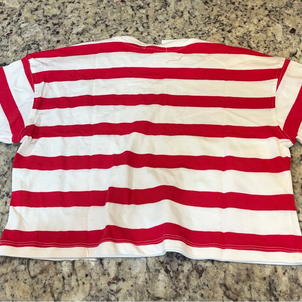 Tilly's Red and White Striped Crop Top - Image 5