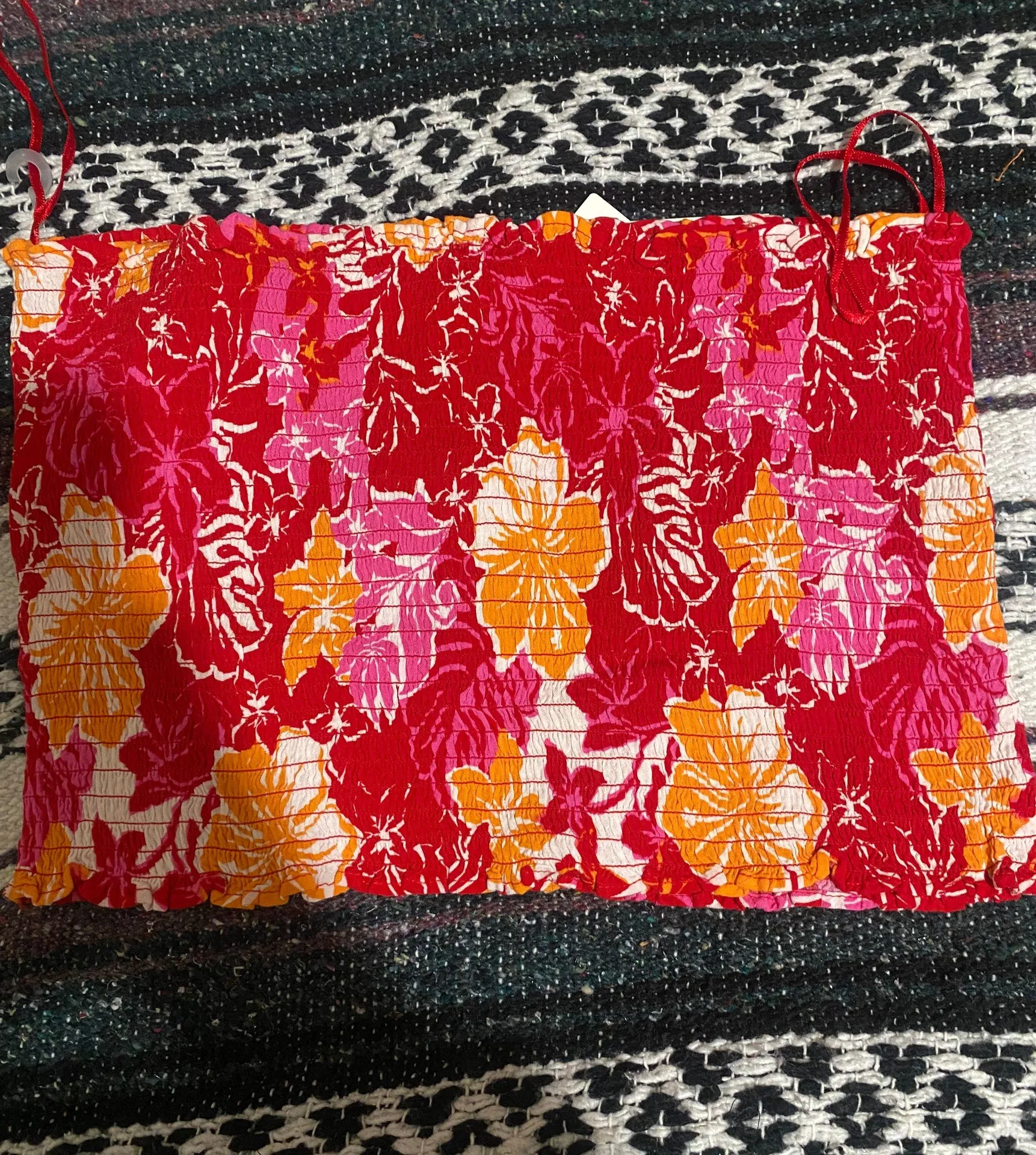 pink and red floral print tube top - Image 2