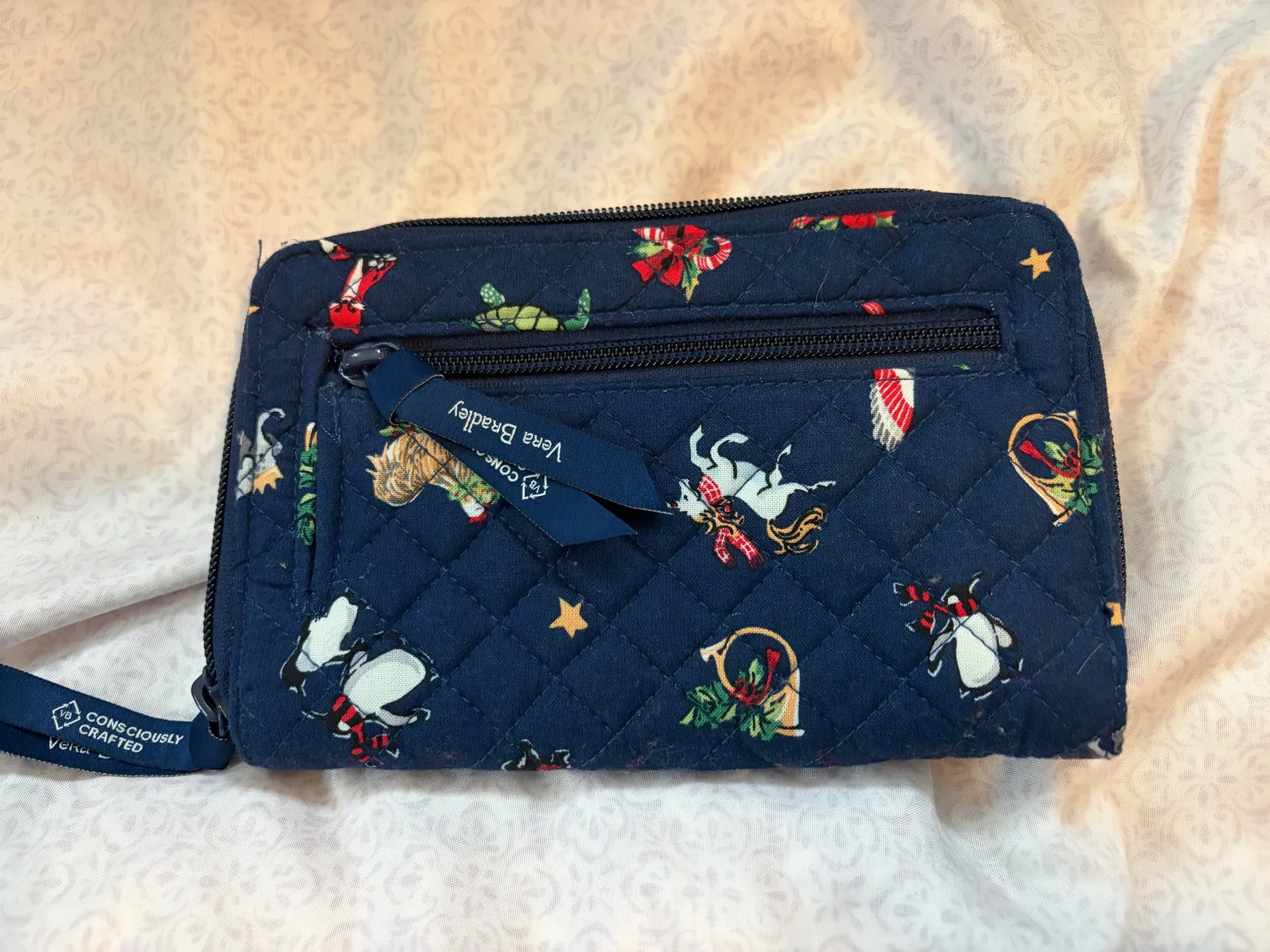 Vera Bradley Christmas Turnlock zip wallet in snow globe motifs  - Image 7