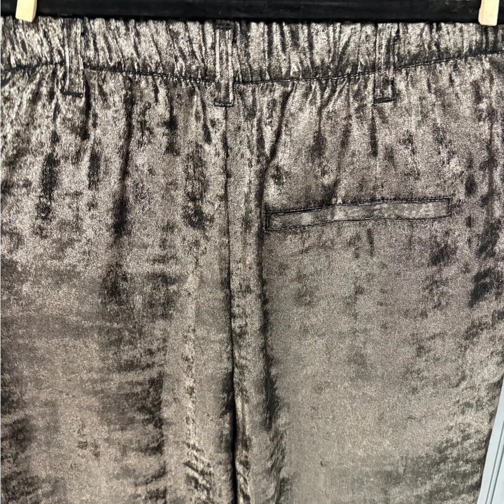 Free People Gray High Rise Velvet Pants Size Medium Metallic Gray Crushed Velvet - Image 9