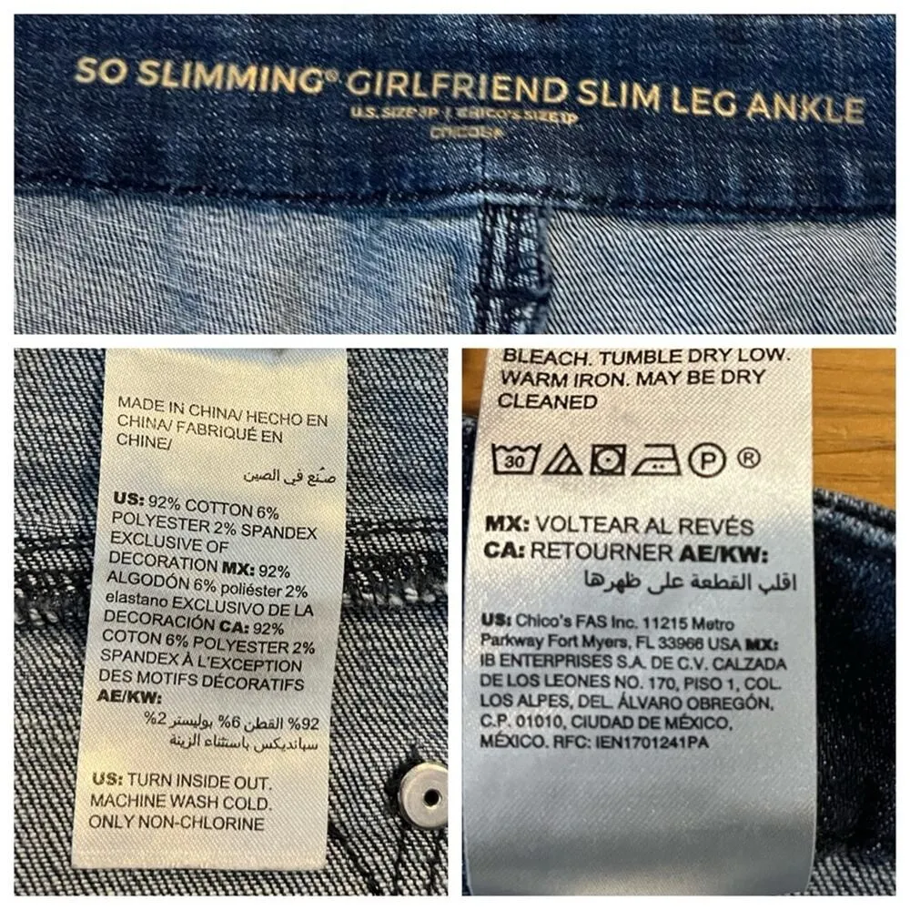 Chicos Jeans So Slimming Girlfriend Slim Ankle High Rise Size 1P - Women's 8P - Image 8