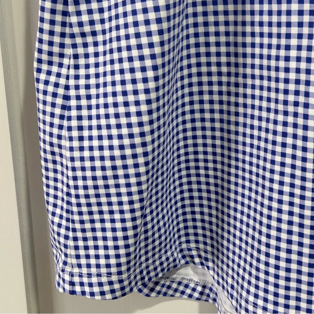 J McLaughlin Blue & White Gingham Sleeveless Button Down Shirt Tank Top Large - Image 5