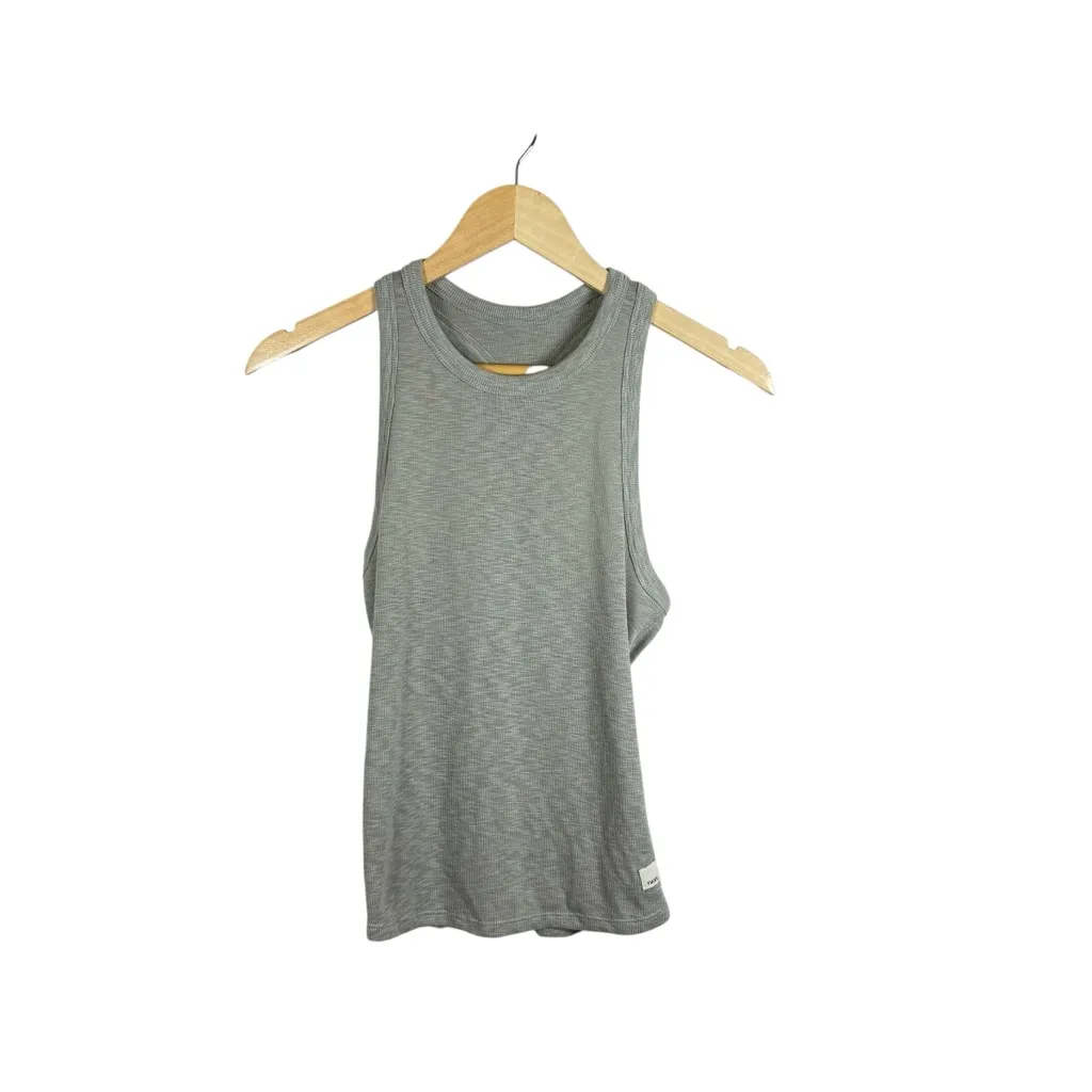 Vuori Women’s Sunrise High Neck Ribbed Tank in Dune Grey Size XS - Image 8