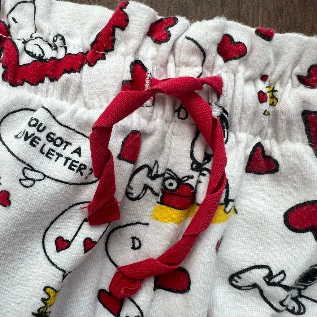 Snoopy Peanuts Valentine Pajama Lounge Pants size M White Size M - Image 3