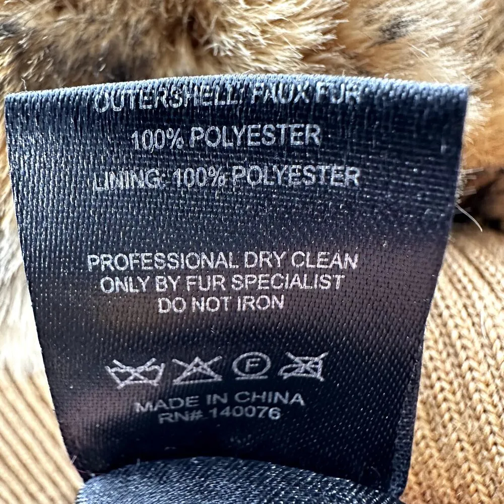 Generation Love Heidi Bomber Jacket Leopard Print Faux Fur Pockets Brown Large - Image 4