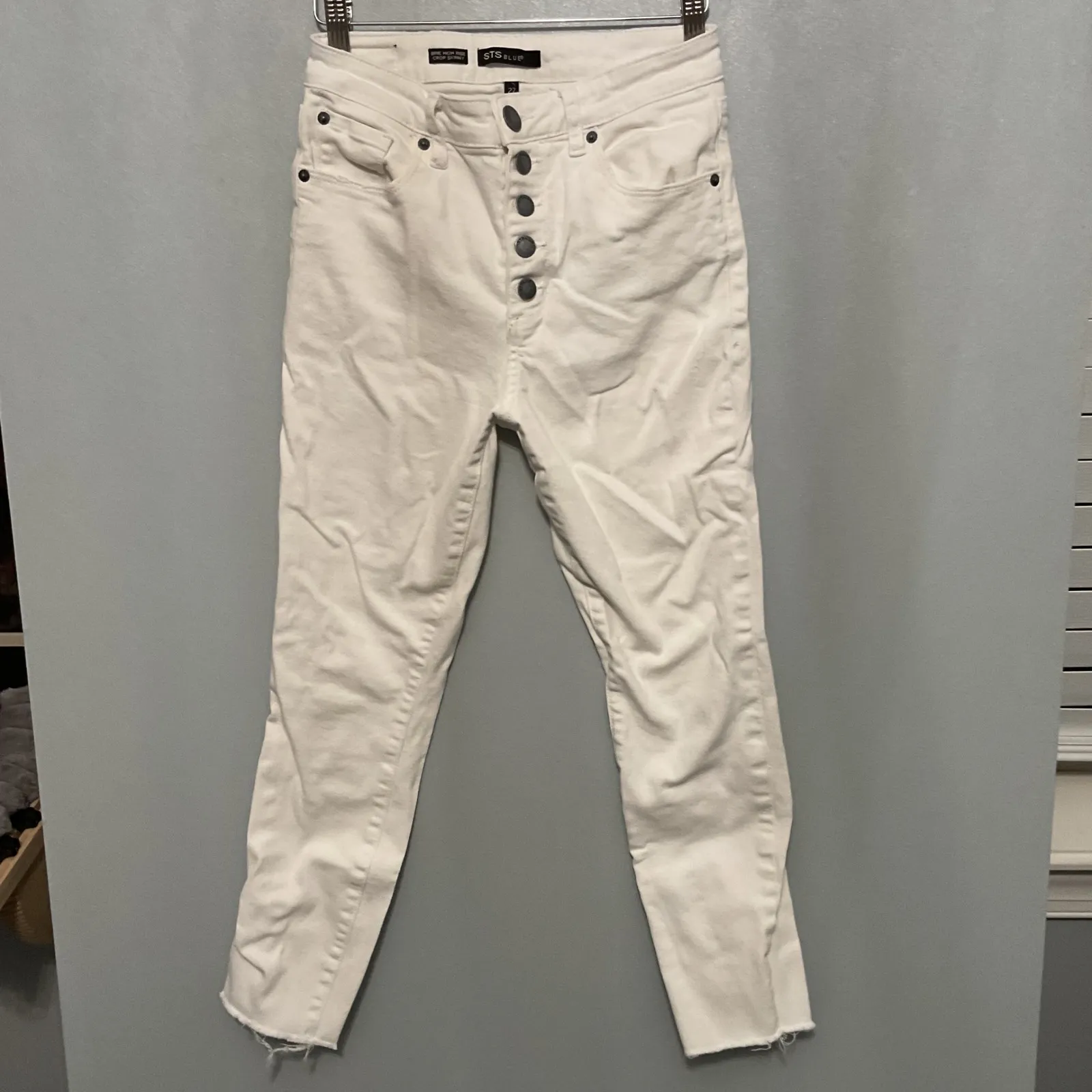 STS BLUE Brie High Rise Crop Skinny Jeans White Button Fly Size 27 - Image 4
