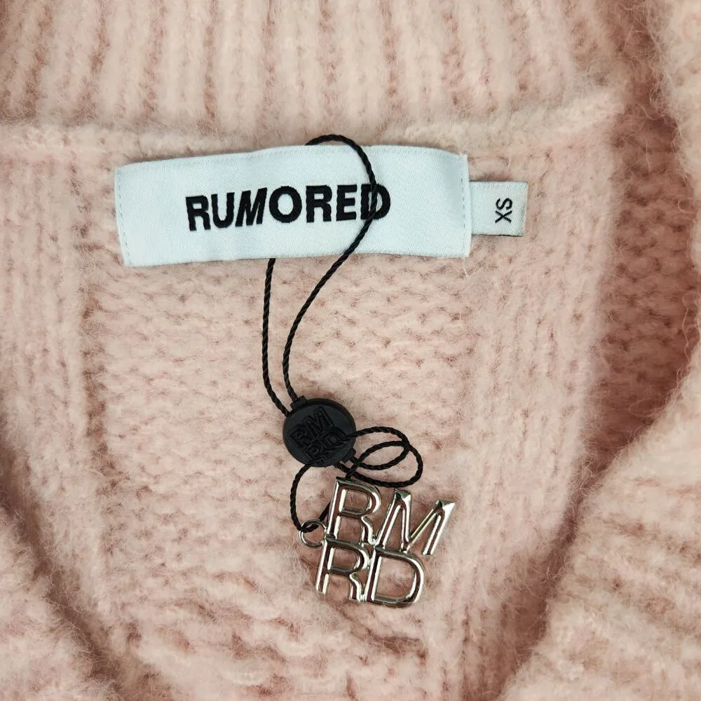 Rumored Oversized V Neck Cable Knit Sweater Size XS Pink New - Image 3