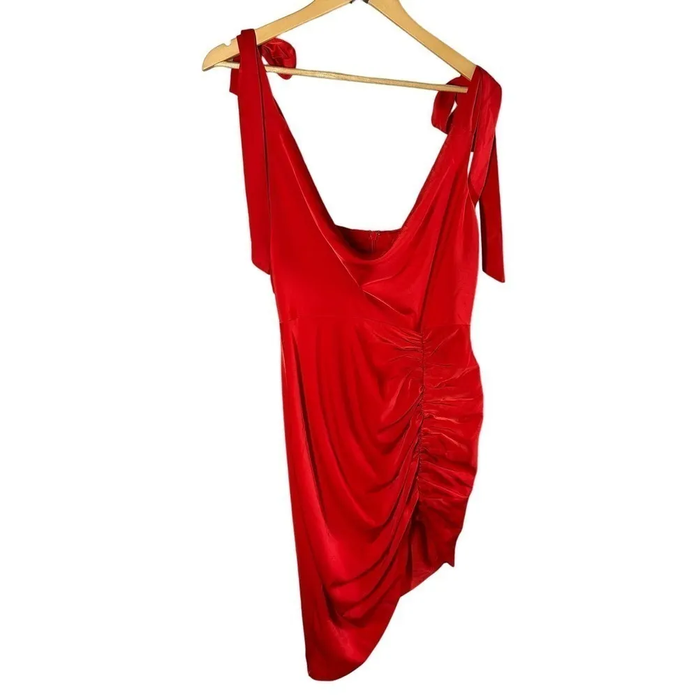 LAVISH ALICE Cowl Neck Asymetrical Formal Party Dress Size US 6 Coral Red - Image 2