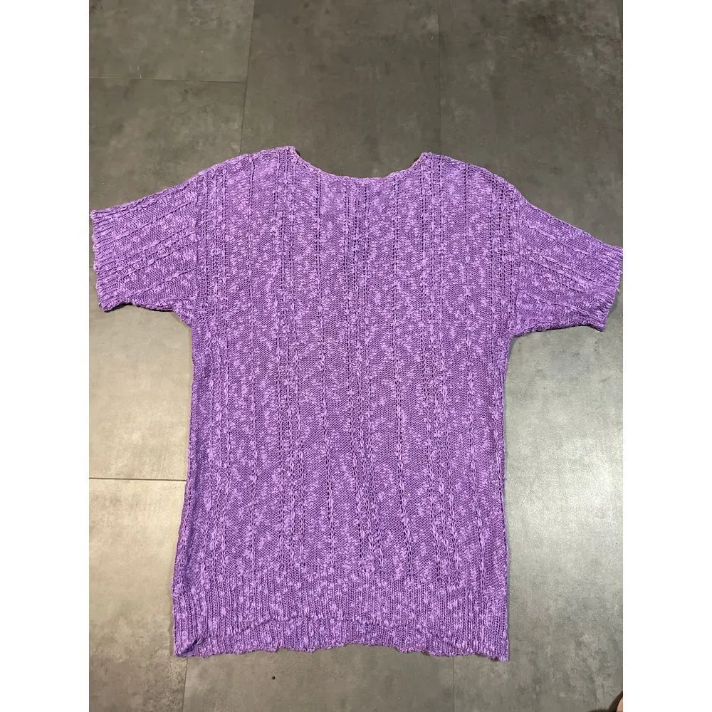 Rafaella Purple Knit Short Sleeve Sweater - Elegant Comfort B-110 - Image 4