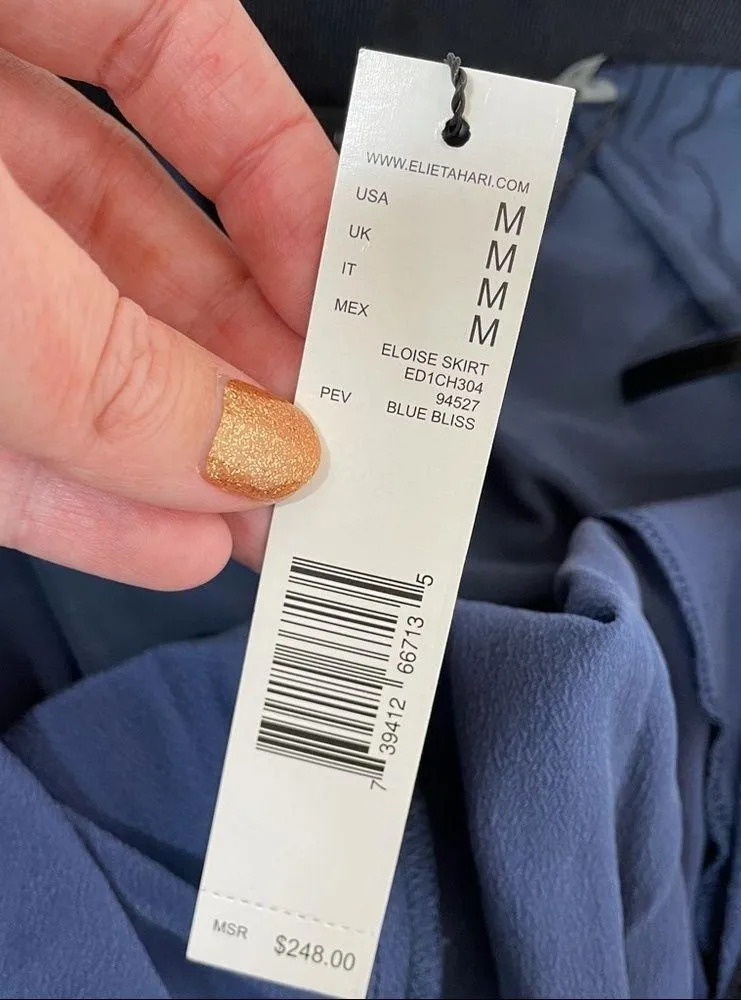 NEW Elie Tahari Silk Pleated Eloise Midi Skirt Blue Bliss Size Medium - Image 6