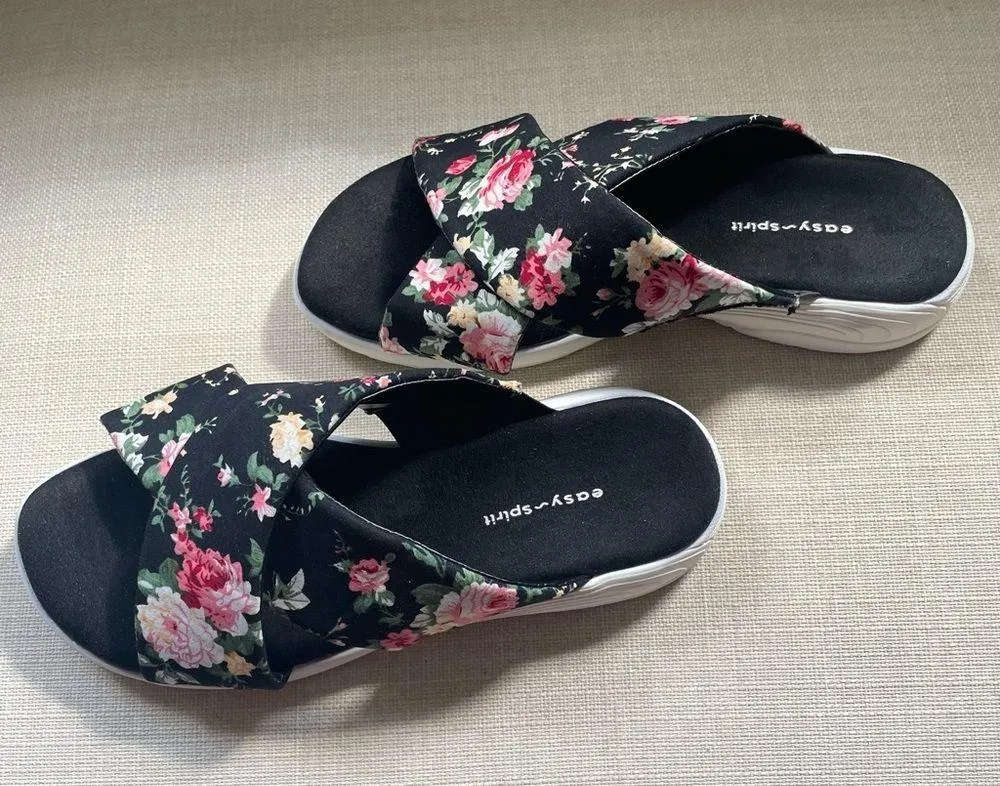 Easy spirit floral slip on sandals - Image 5