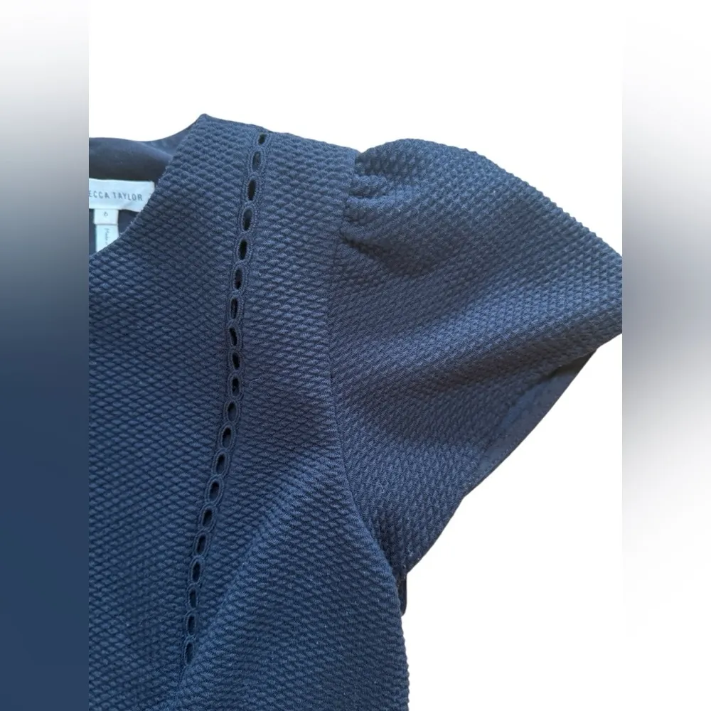 REBECCA TAYLOR TEXTURED STRETCH FIT & FLARE DRESS Black Size 6 - Image 6