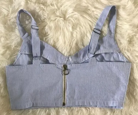 Blue Pinstriped Bralette/Bustier Size M - Image 2