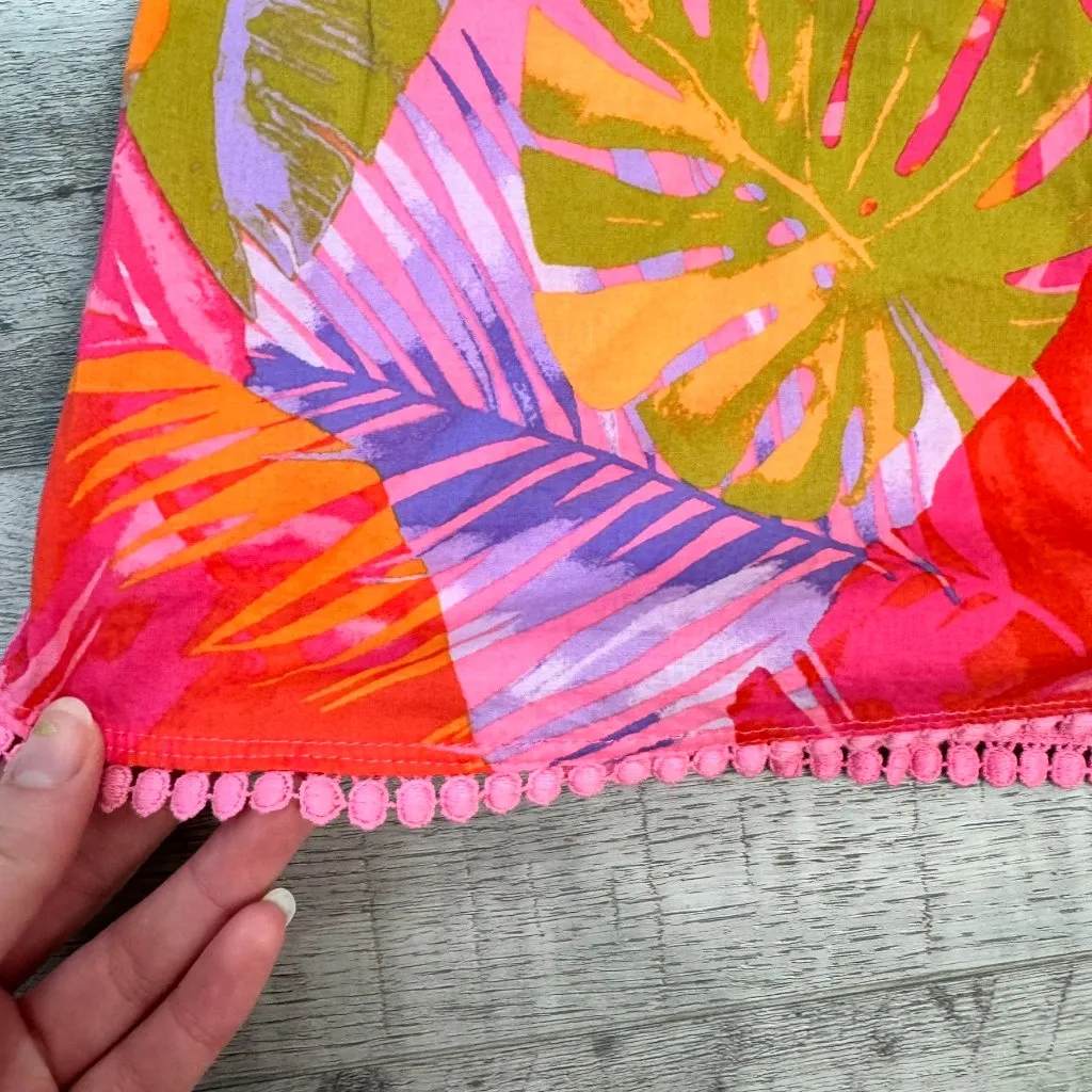 J. Marie bright colors smocked dress pomtrim long sleeve pockets size large M32 Pink - Image 3