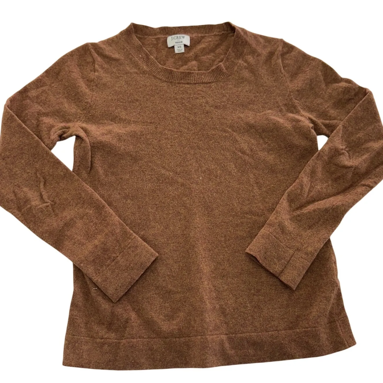 J.Crew‎ Sweater Womens XX Small Brown Teddie Knit Cotton Wool Blend - Image 2